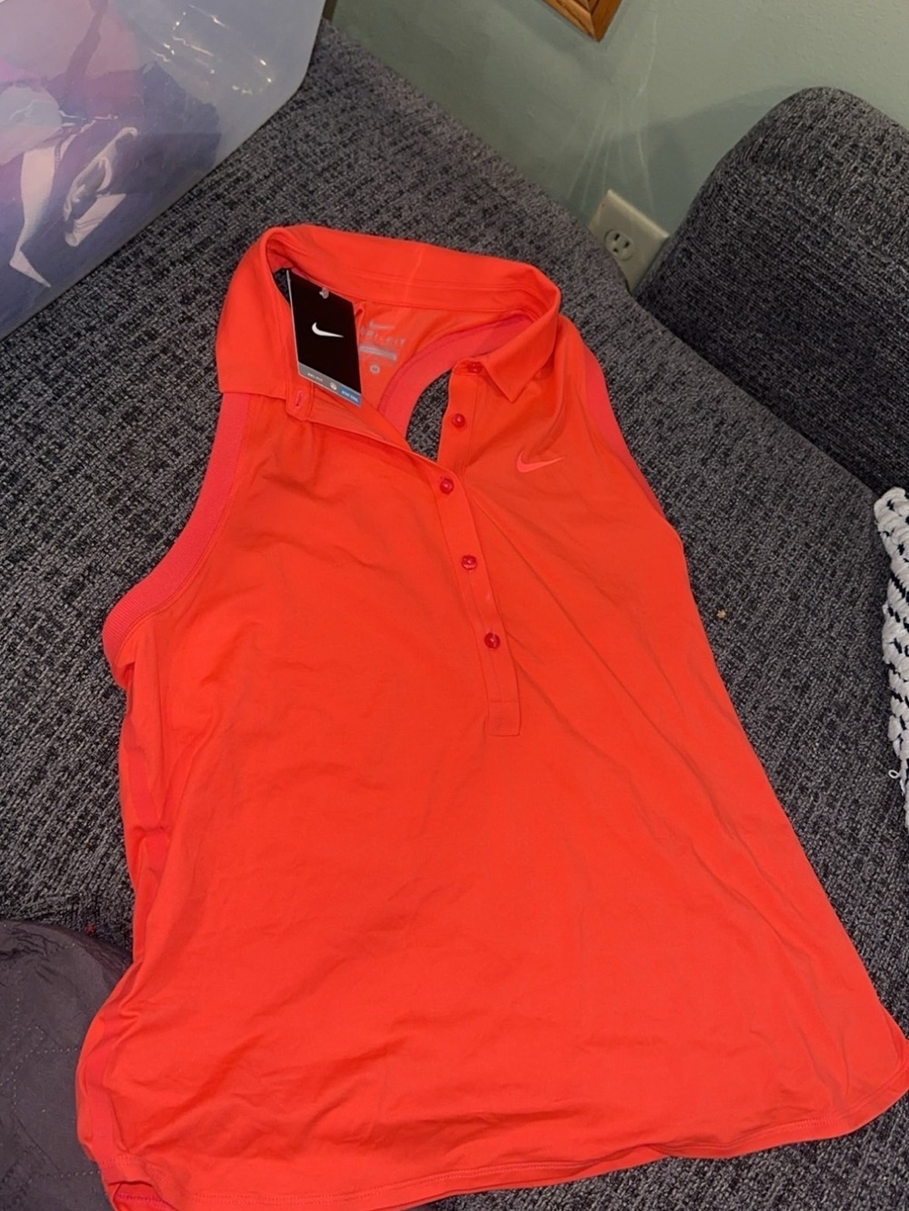 Nike Women’s Coral-Red Sleeveless Polo Tank
